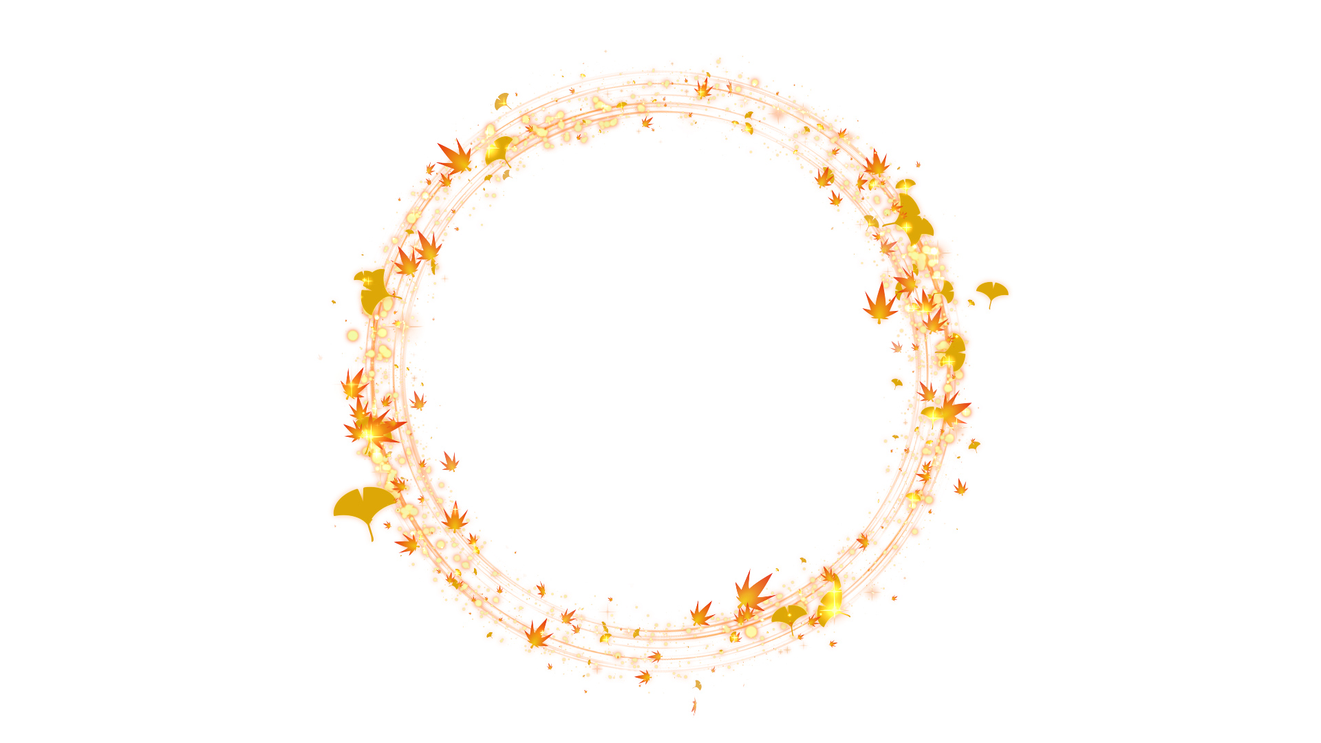 丸く光る秋の紅葉-白バック