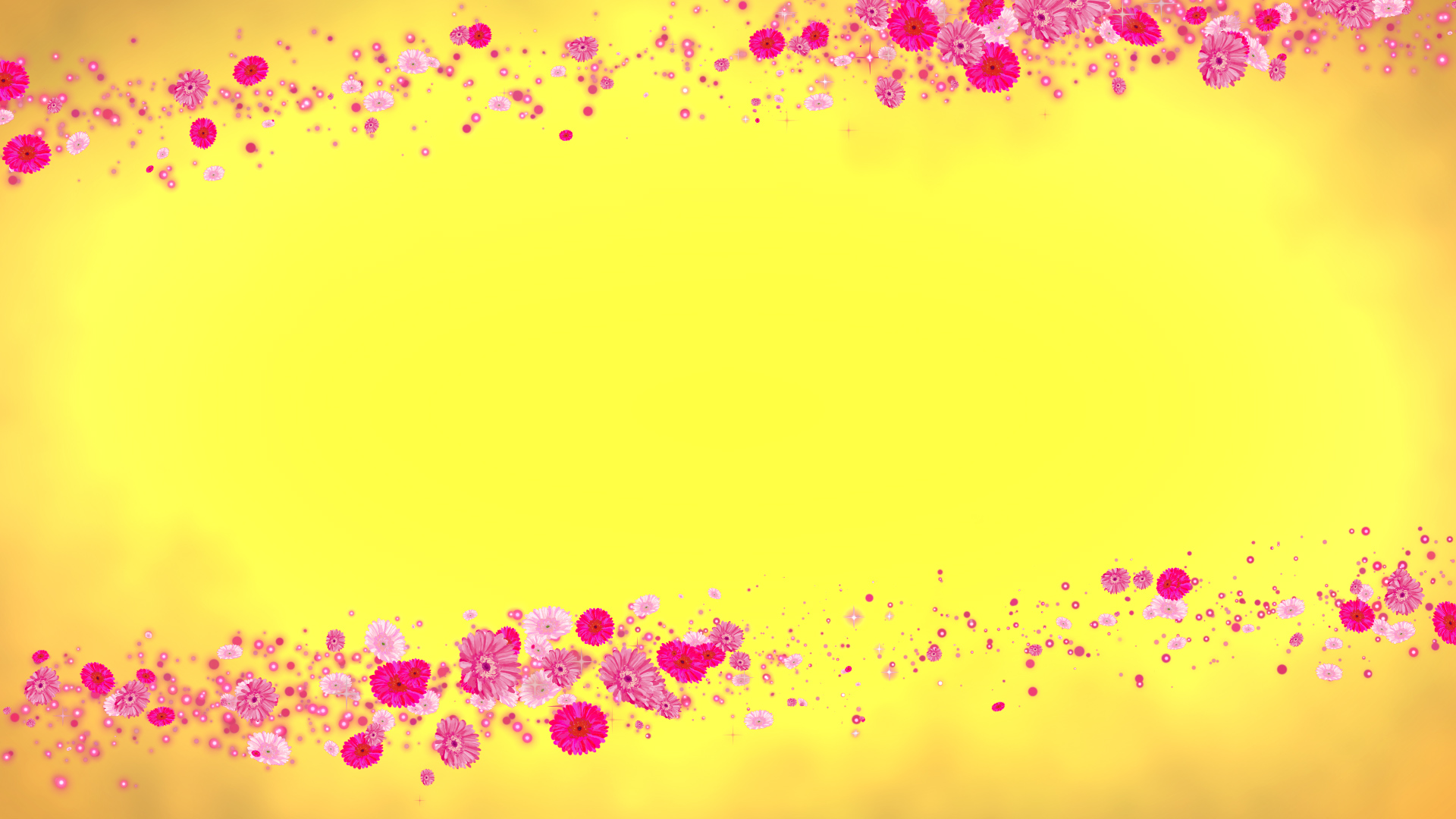 ピンクのガーベラ（フレーム）-黄色い背景