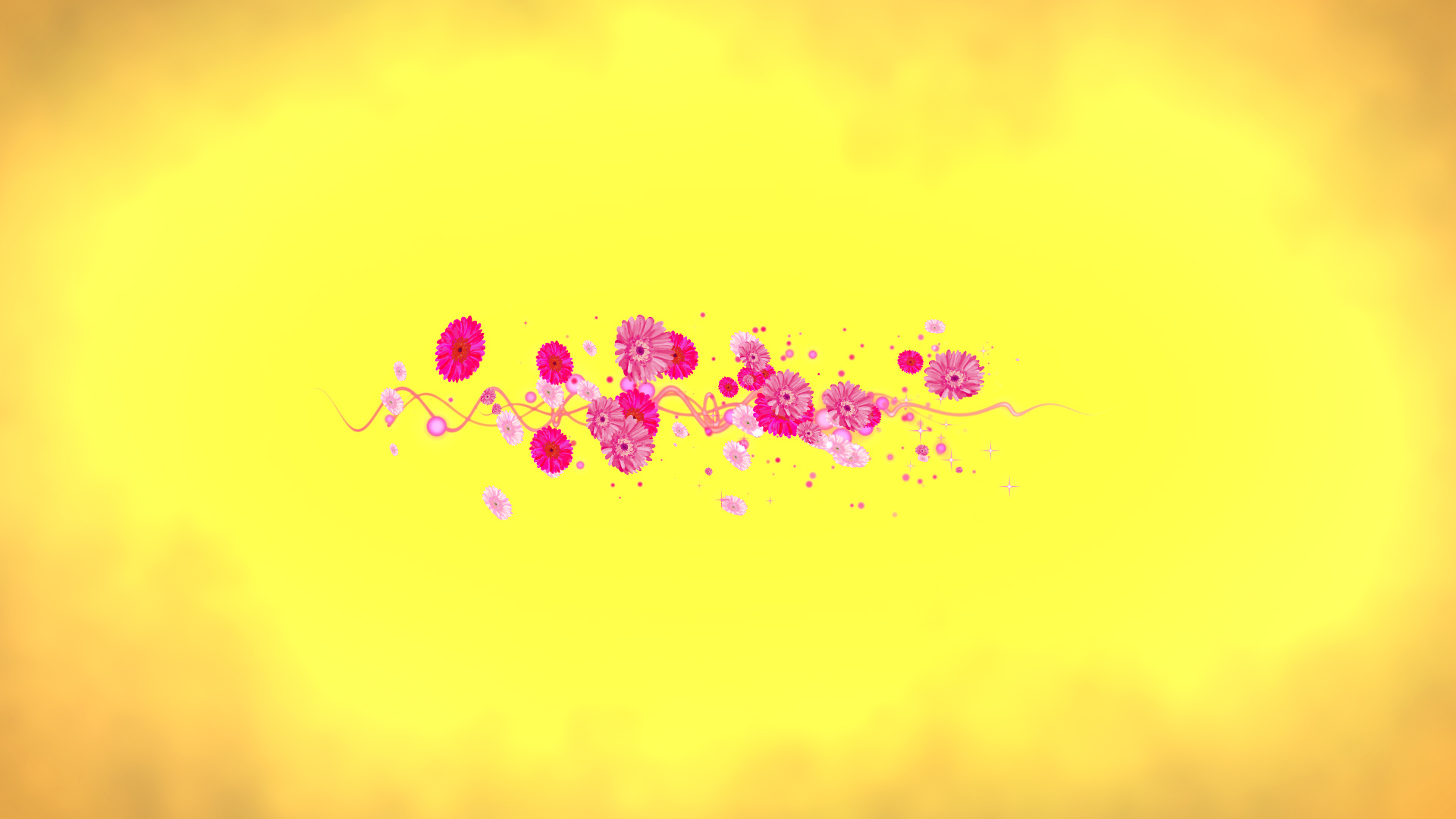 ピンクのガーベラ（文字用）-黄色い背景