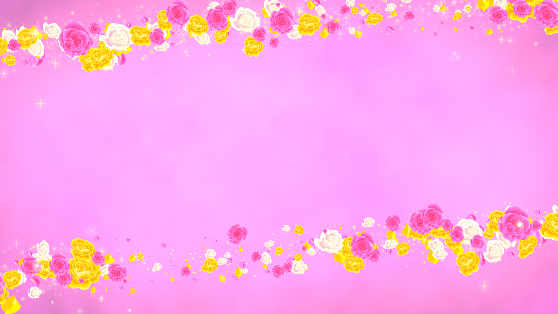 春 カラフルなバラ（フレーム）-ピンクの背景