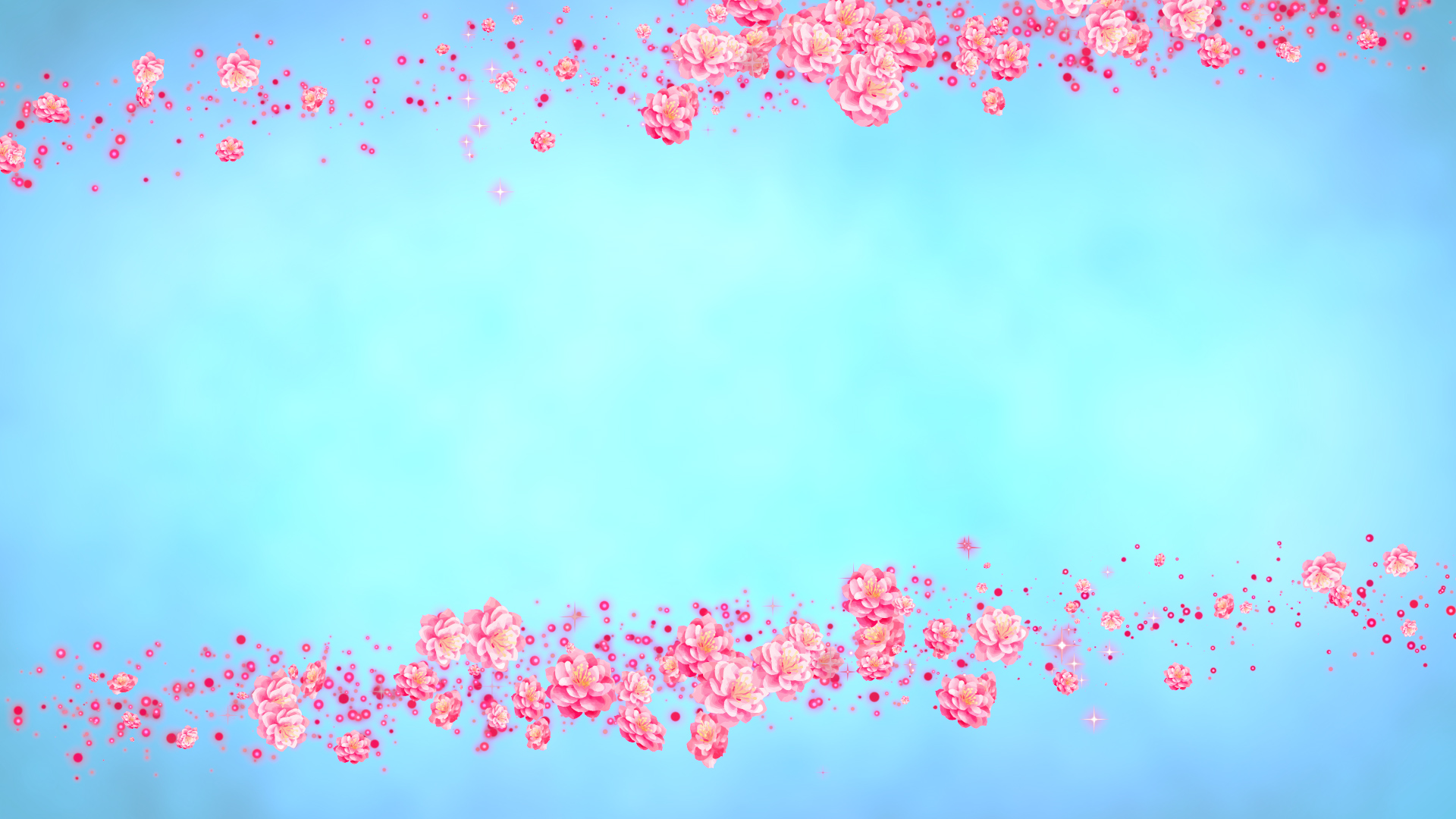 春の桃（フレーム）-水色の背景