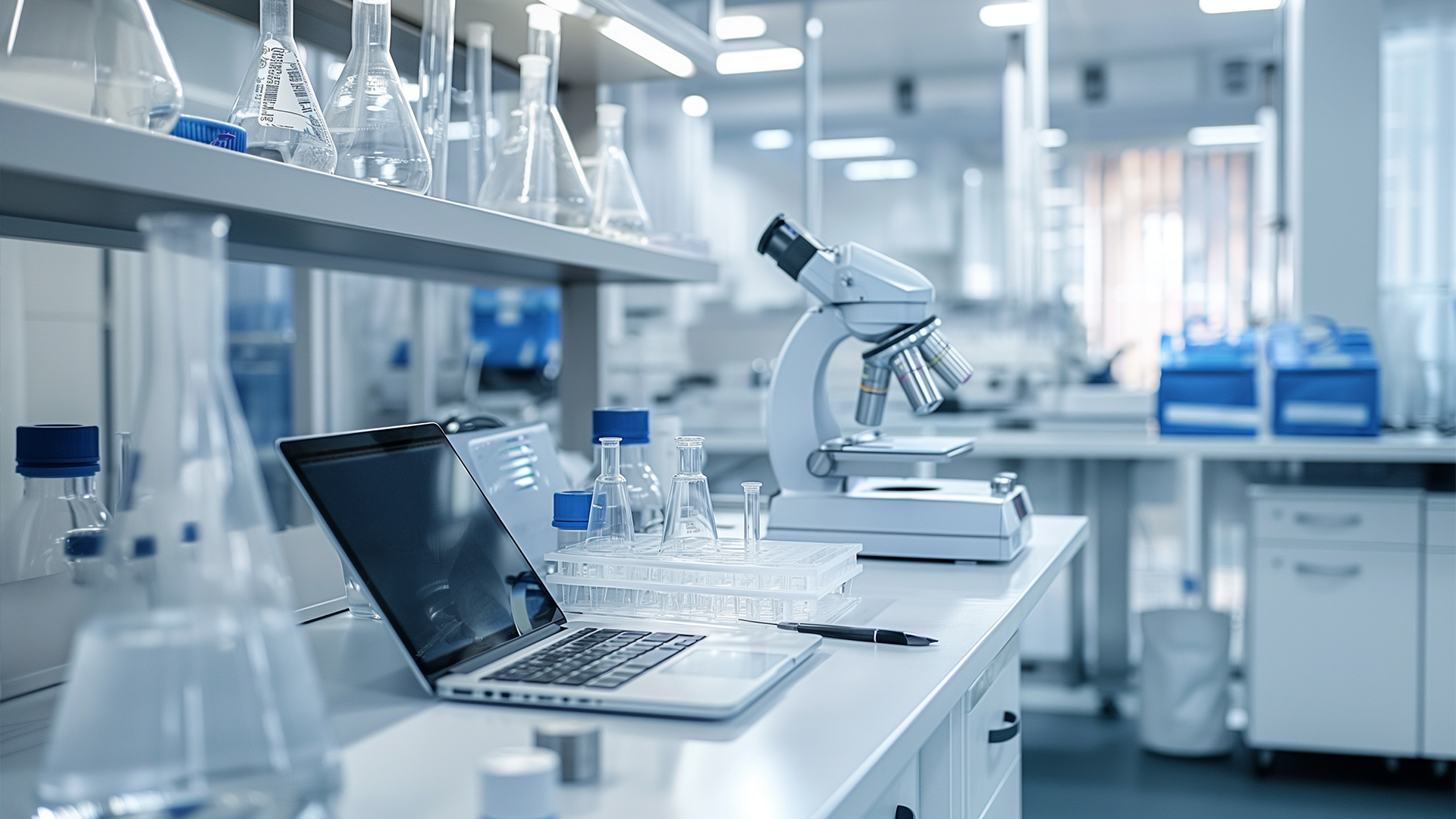 科学・実験動画制作・ビデオ編集（顕微鏡とフラスコ）